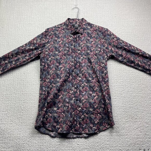 Le 31 Par Simons Long Sleeve Button Up Shirt Men's L Floral Tapestry Slim Fit - Picture 5 of 11